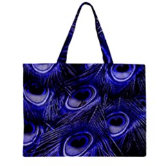 Purple Peacock Feather Zipper Mini Tote Bag