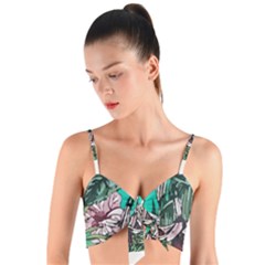 Tropical T- Shirt Tropical Fashion Aloha T- Shirt Woven Tie Front Bralet by maxcute