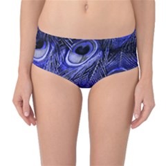 Purple Peacock Feather Mid-waist Bikini Bottoms