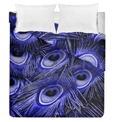 Purple Peacock Feather Duvet Cover Double Side (queen Size) by Jancukart