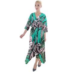 Tropical T- Shirt Tropical Fashion Aloha T- Shirt Quarter Sleeve Wrap Front Maxi Dress by maxcute