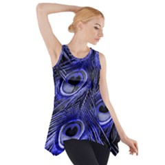 Purple Peacock Feather Side Drop Tank Tunic