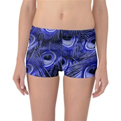 Purple Peacock Feather Reversible Boyleg Bikini Bottoms