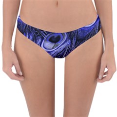 Purple Peacock Feather Reversible Hipster Bikini Bottoms