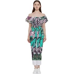 Tropical T- Shirt Tropical Fashion Aloha T- Shirt Off Shoulder Ruffle Top Jumpsuit by maxcute