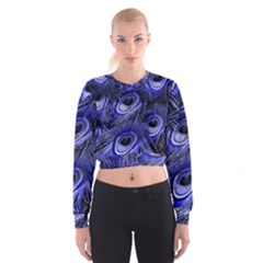 Purple Peacock Feather Cropped Sweatshirt