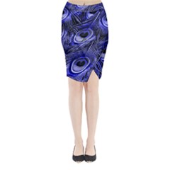 Purple Peacock Feather Midi Wrap Pencil Skirt