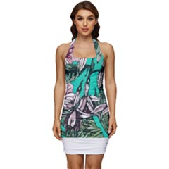 Tropical T- Shirt Tropical Fashion Aloha T- Shirt Sleeveless Wide Square Neckline Ruched Bodycon Dress