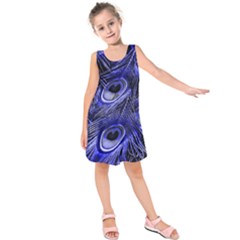 Purple Peacock Feather Kids  Sleeveless Dress