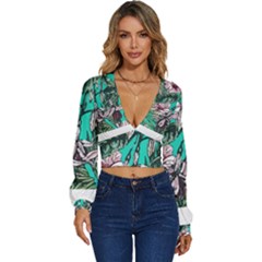 Tropical T- Shirt Tropical Fashion Aloha T- Shirt Long Sleeve Deep-v Velour Top