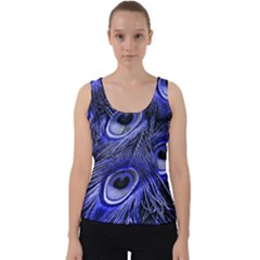 Purple Peacock Feather Velvet Tank Top