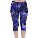 Purple Peacock Feather Velvet Capri Leggings  View1