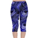 Purple Peacock Feather Velvet Capri Leggings  View2