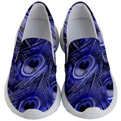 Purple Peacock Feather Kids Lightweight Slip Ons by Jancukart