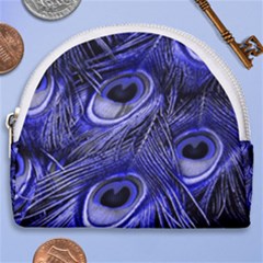 Purple Peacock Feather Horseshoe Style Canvas Pouch