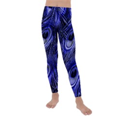 Purple Peacock Feather Kids  Lightweight Velour Leggings