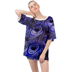 Purple Peacock Feather Oversized Chiffon Top by Jancukart