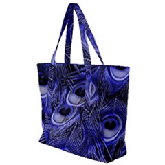 Purple Peacock Feather Zip Up Canvas Bag