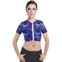 Purple Peacock Feather Short Sleeve Cropped Jacket View1