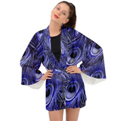 Purple Peacock Feather Long Sleeve Kimono