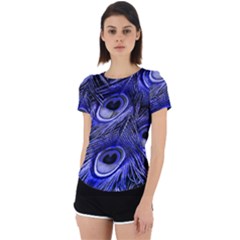 Purple Peacock Feather Back Cut Out Sport Tee