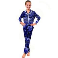 Purple Peacock Feather Kid s Satin Long Sleeve Pajamas Set