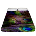 Green Purple And Blue Peacock Feather Fitted Sheet (King Size) View1