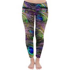 Green Purple And Blue Peacock Feather Classic Winter Leggings