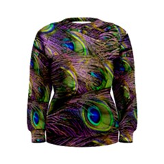 Green Purple And Blue Peacock Feather Women s Sweatshirt by Jancukart