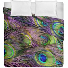 Green Purple And Blue Peacock Feather Duvet Cover Double Side (king Size)