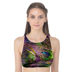 Green Purple And Blue Peacock Feather Tank Bikini Top by Jancukart