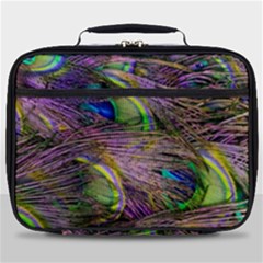 Green Purple And Blue Peacock Feather Full Print Lunch Bag