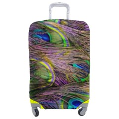 Green Purple And Blue Peacock Feather Luggage Cover (medium) by Jancukart