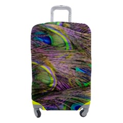 Green Purple And Blue Peacock Feather Luggage Cover (small) by Jancukart