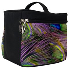 Green Purple And Blue Peacock Feather Make Up Travel Bag (big)