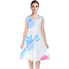 Tropical T- Shirt Tropical Fashion Deforest T- Shirt V-neck Midi Sleeveless Dress  by maxcute