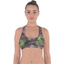 Green Purple And Blue Peacock Feather Cross Back Hipster Bikini Top  View1