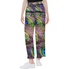 Green Purple And Blue Peacock Feather Women s Pants  by Jancukart