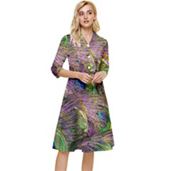 Green Purple And Blue Peacock Feather Classy Knee Length Dress