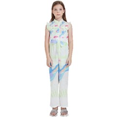 Tropical T- Shirt Tropical Fashion Deforest T- Shirt Kids  Sleeveless Ruffle Edge Band Collar Chiffon One Piece