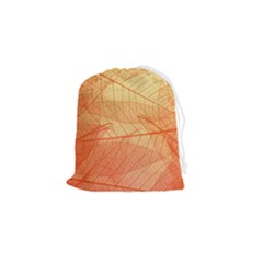 Orange Leaves Colorful Transparent Texture Of Natural Background Drawstring Pouch (small) by Jancukart