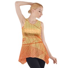 Orange Leaves Colorful Transparent Texture Of Natural Background Side Drop Tank Tunic