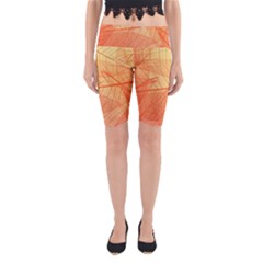 Orange Leaves Colorful Transparent Texture Of Natural Background Yoga Cropped Leggings by Jancukart