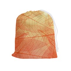 Orange Leaves Colorful Transparent Texture Of Natural Background Drawstring Pouch (xl) by Jancukart