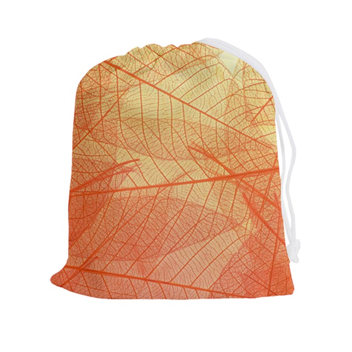 Orange Leaves Colorful Transparent Texture Of Natural Background Drawstring Pouch (2XL)