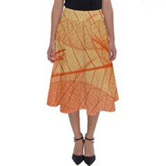 Orange Leaves Colorful Transparent Texture Of Natural Background Perfect Length Midi Skirt