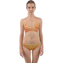 Orange Leaves Colorful Transparent Texture Of Natural Background Wrap Around Bikini Set