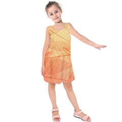 Orange Leaves Colorful Transparent Texture Of Natural Background Kids  Sleeveless Dress by Jancukart