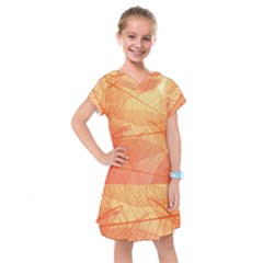 Orange Leaves Colorful Transparent Texture Of Natural Background Kids  Drop Waist Dress