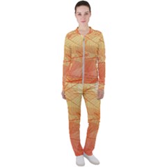 Orange Leaves Colorful Transparent Texture Of Natural Background Casual Jacket And Pants Set